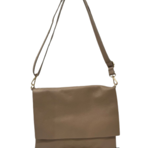 TAS PEGGY LARGE - LEDER - DONKER BEIGE